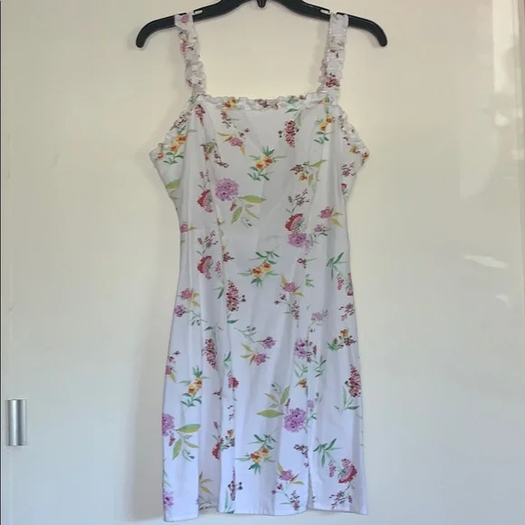 LA Hearts Linen Ruffle White Floral Spring Mini Dress - Picture 2 of 11